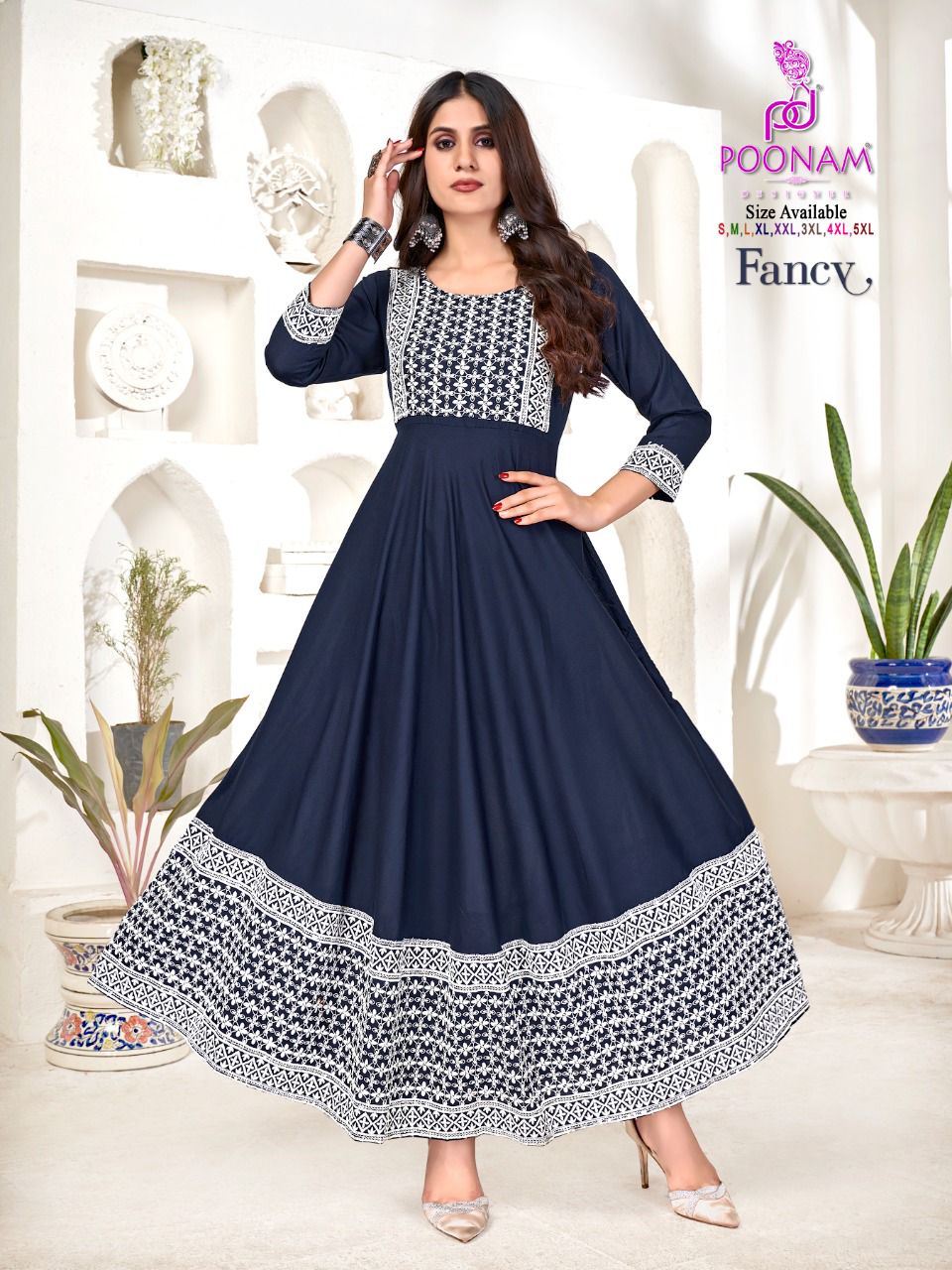 Poonam Fancy Designer Festive Wear Long Anarkali Kurti Collection